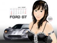 July 2007 Calendar : Ford GT & Pretty Girl