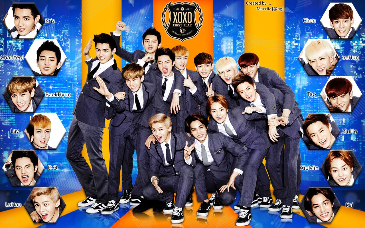 EXO [XOXO First Year] V.2 Wallpaper by Maxxiiz
